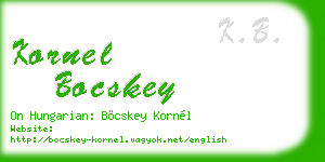 kornel bocskey business card